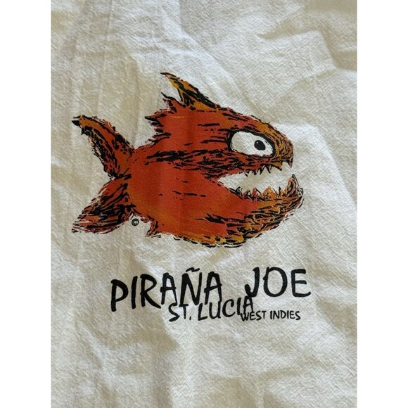 Pirana‎ Joe White Cotton Button Down Size Medium Beach Travel Vacation Preppy - Picture 3 of 10